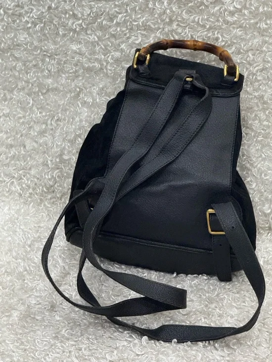Gucci Mini Bamboo Backpack in Black Suede Leather - Picture 5 of 16